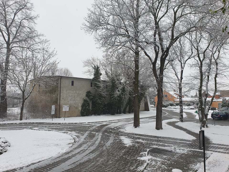 Zdjęcie przedstawiąjce park Urzędu Gminy w Wijewie