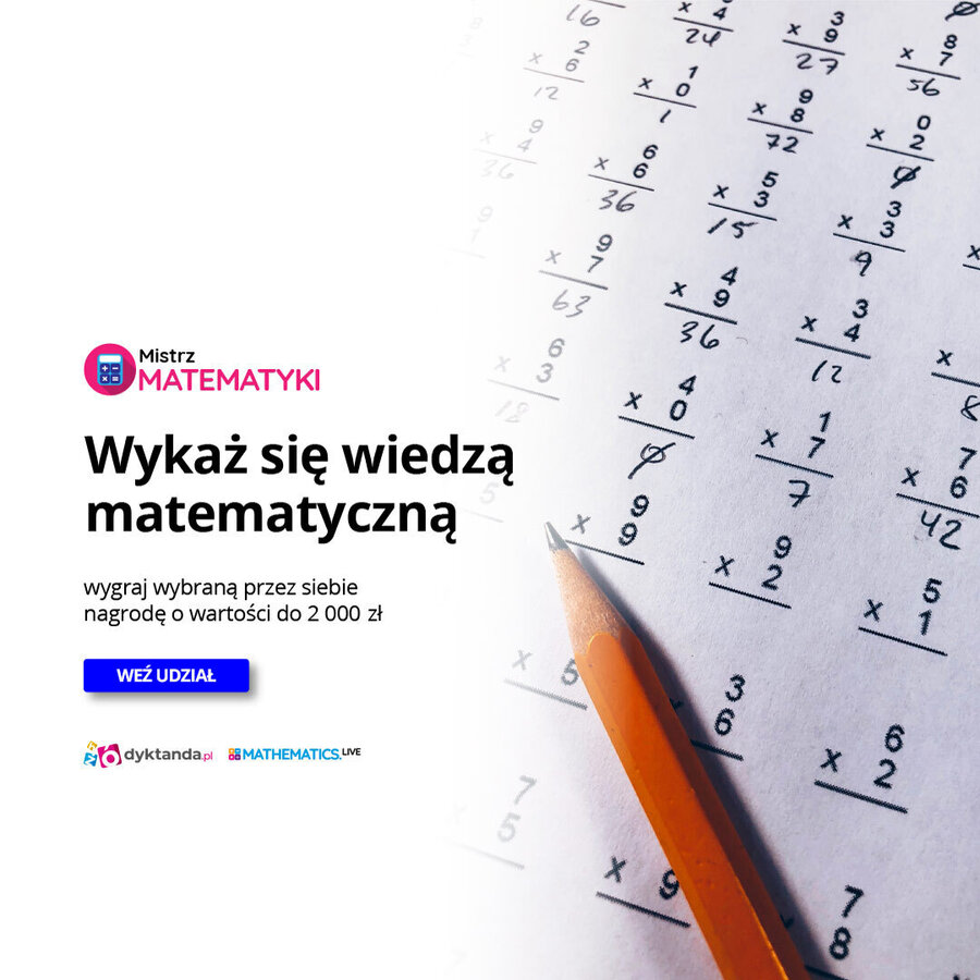 Baner konkursu Mistrz Matematyki, szczegóły w treści