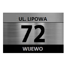 Grafika przedstawia tabliczkę z numerem domu i nazwą ulicy w Wijewie 