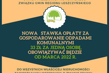 Nowa stawka opłaty za gospodarowanie odpadami komunalnymi od MARCA 2022 r.