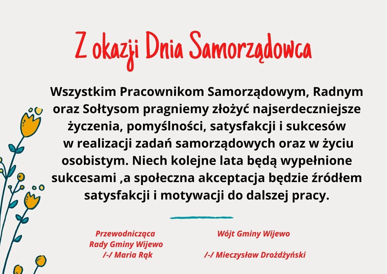 życzenia z okazji Dnia Samorządowca