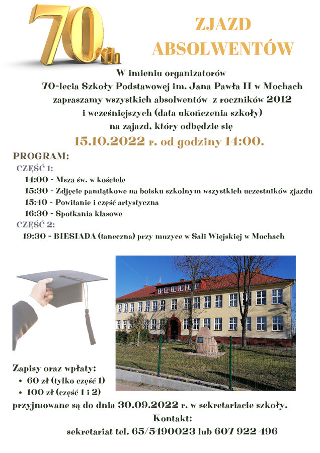 Plakat informacyjny o zjeździe absolwentów