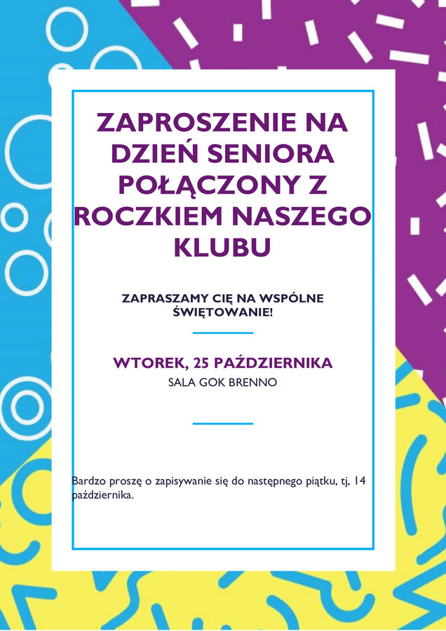 plakat dotyczacy dnia seniora