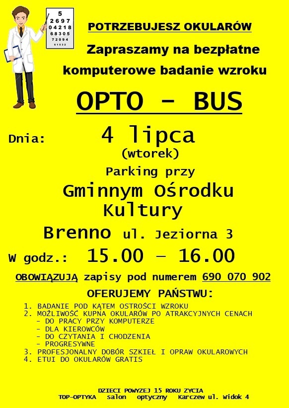 plakat o bezpłatnym badaniu wzroku