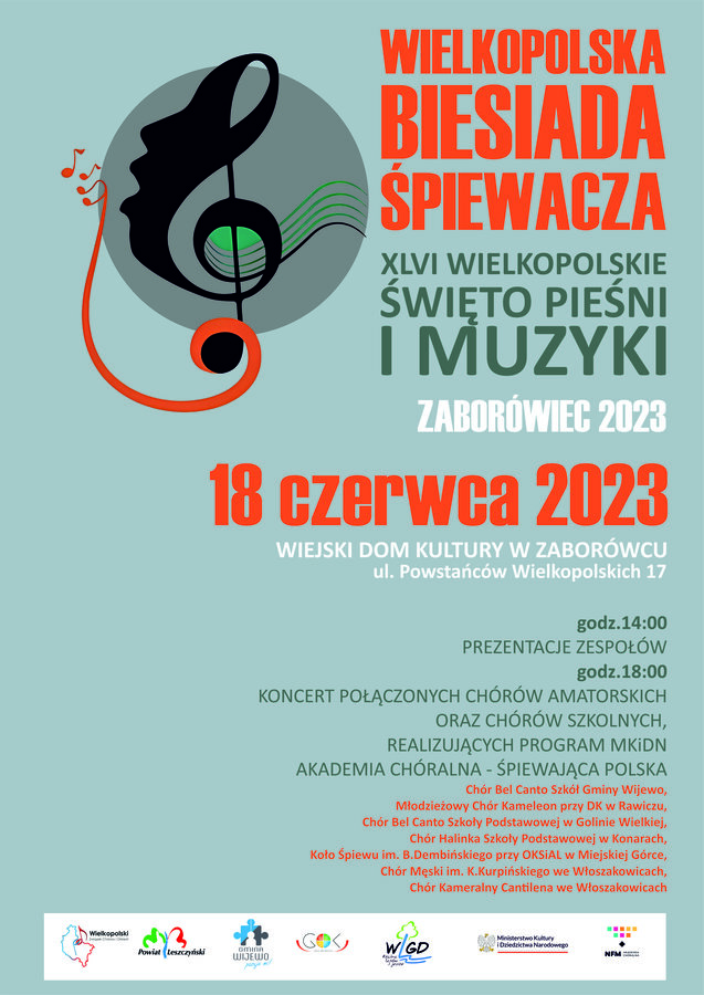 plakat informujący o wielkopolskim święcie muzyki i pieśni