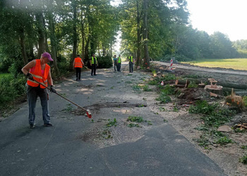 Zdjęcie przedstawia budowę drogi gminnej