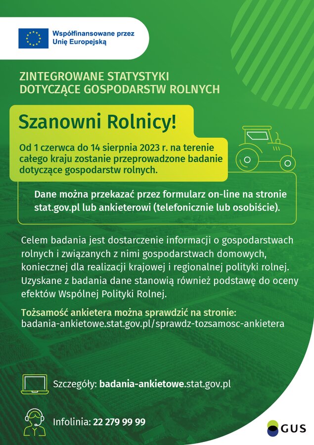 zdjęcie przedstawia plakat dot. badań gospodarstw rolnych 