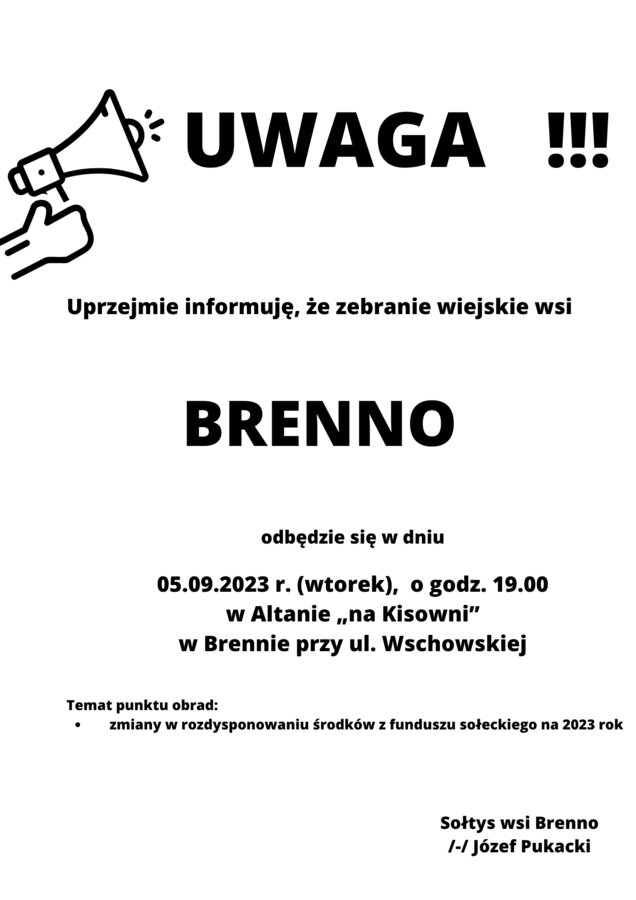 plakat o informujący o zebraniu wiejskim