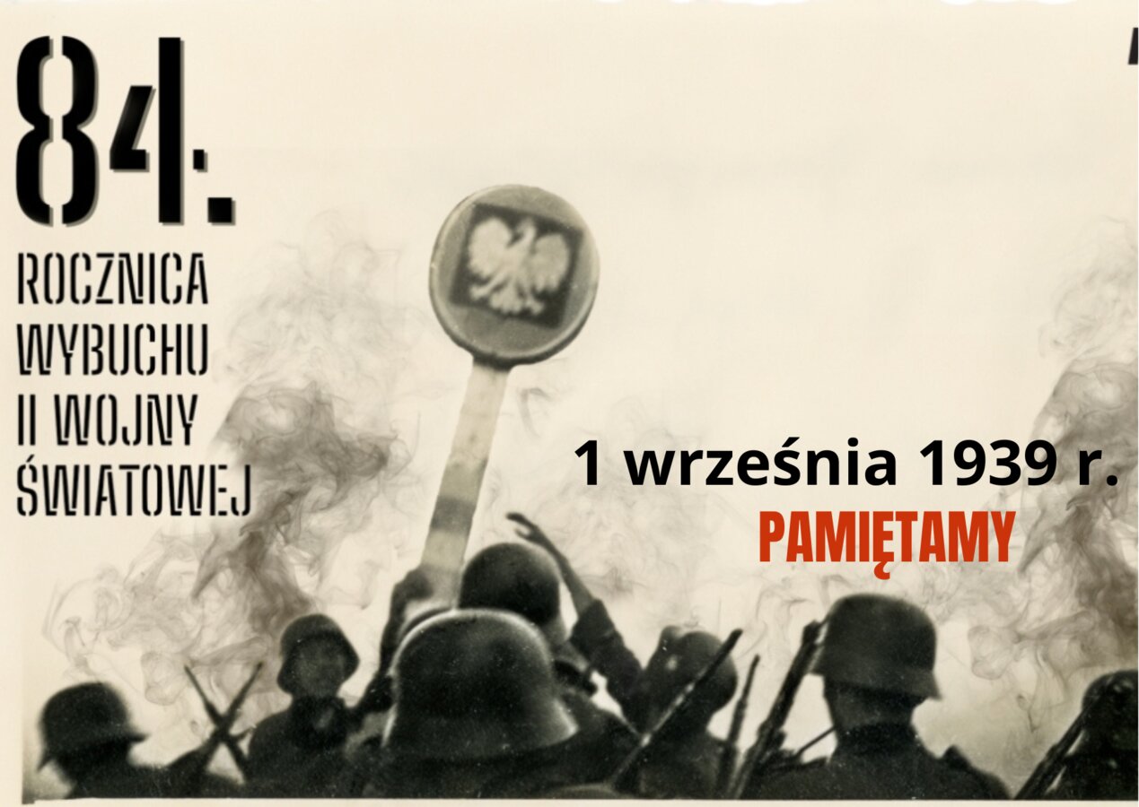 plakat informujący o 84 rocznicy wybuchu II wojny światowej