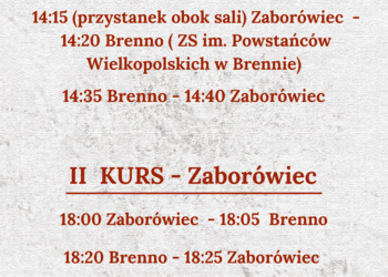 trasa kursów autobusy dnia 15 października