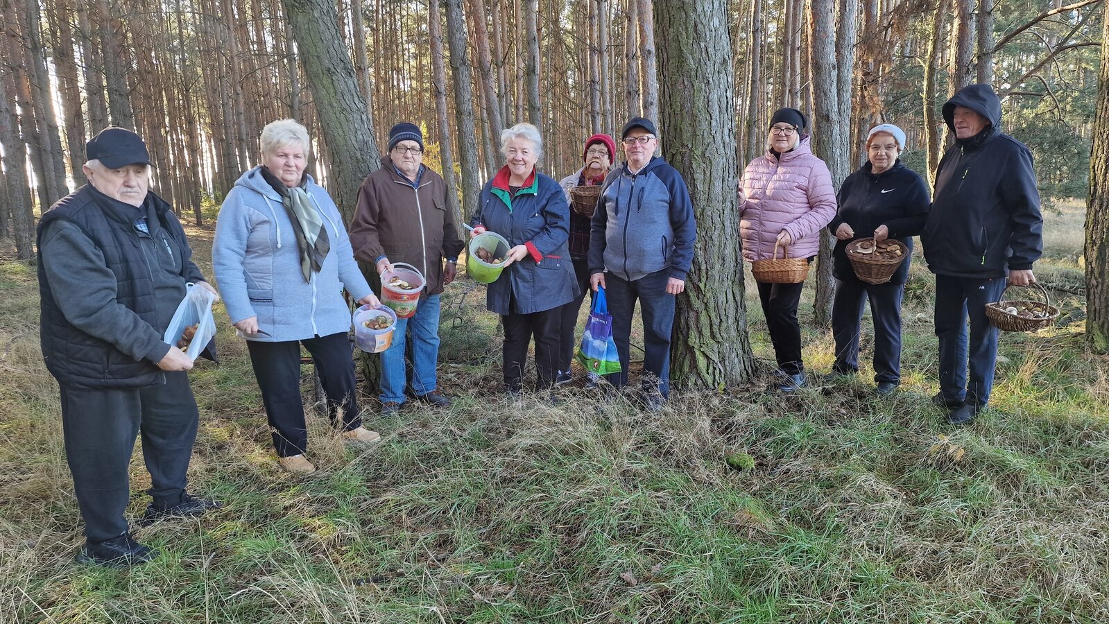 zdjęcie przedstawia seniorów na grzynach