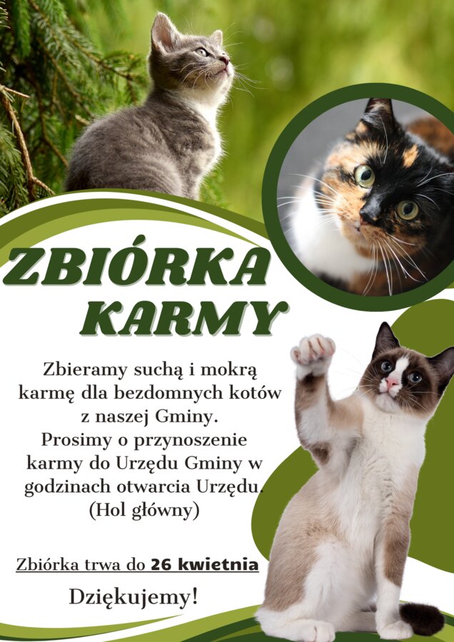 plakat promujący zbiórkę karmy 