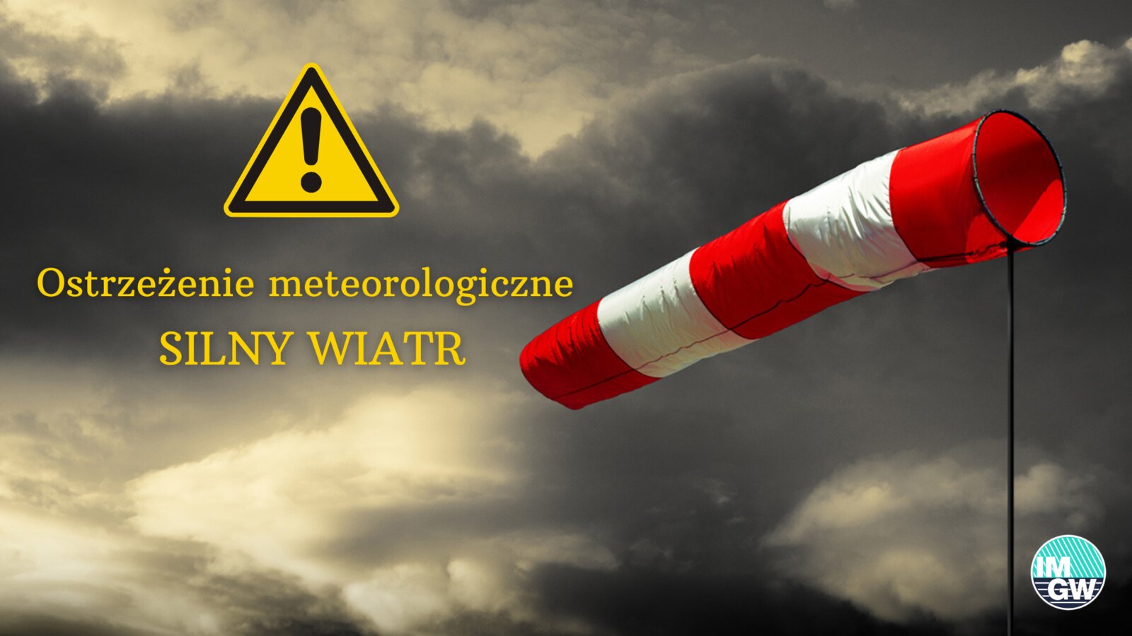 Zdjęcie przedstawia ostrzeżenie meteorologicvzne - Silny Wiatr 